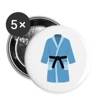 Martial Arts Bademantel (blau) - Buttons groß 56 mm (5er Pack) - Weiß - Vorne