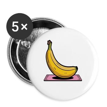 Cartoon banana on yoga mat - Buttons large 2.2''/56 mm (5-pack) - white - Front