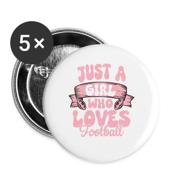 Juste une fille qui adore la saison des fans de joueurs de football - Lot de 5 grands badges (56 mm) - blanc - Devant