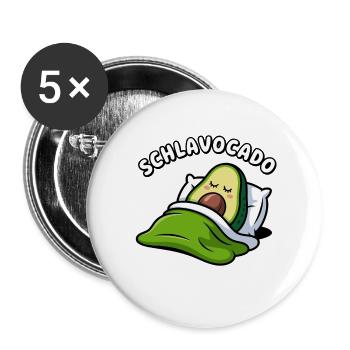 Schlavocado Kawaii Avocat Sleeping Pun - Lot de 5 grands badges (56 mm) - blanc - Devant