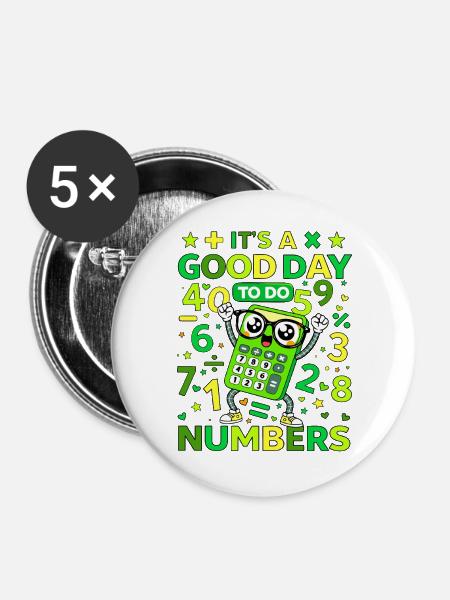 Cheerful Calculator Numbers - Buttons groß 56 mm (5er Pack) - Weiß