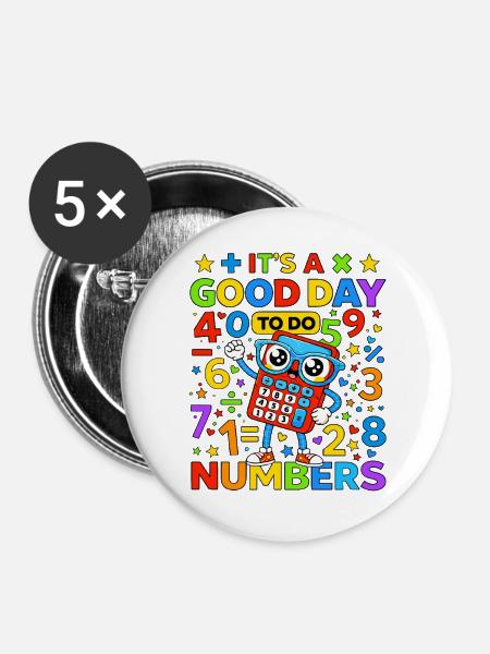 Lebendiger Zahlenrechner - Buttons groß 56 mm (5er Pack) - Weiß