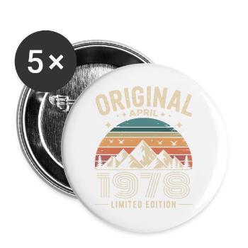 février 1978 – Légende des sommets et montagnes - Lot de 5 grands badges (56 mm) - blanc - Devant