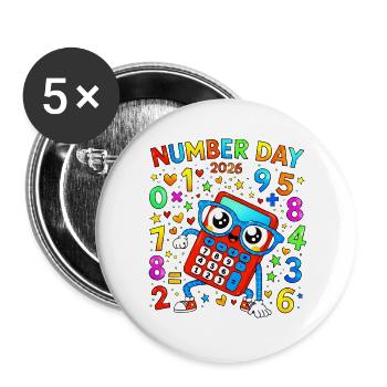 Number Day 2026 Calculator Fun - Buttons large 2.2''/56 mm (5-pack) - white - Front