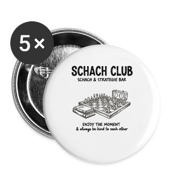 Chess Club Strategy Design – Vintage Chess Bar - Buttons large 2.2''/56 mm (5-pack) - white - Front