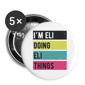 Ich bin Eli Doing Eli Things Retro Farben - Buttons groß 56 mm (5er Pack) - Weiß - Vorne