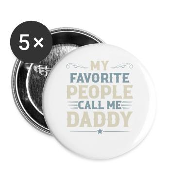 Papa Père Fête des Pères - Lot de 5 grands badges (56 mm) - blanc - Devant