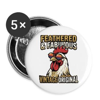 Vintage Rétro Original à Plumes et Fabuleux - Lot de 5 grands badges (56 mm) - blanc - Devant