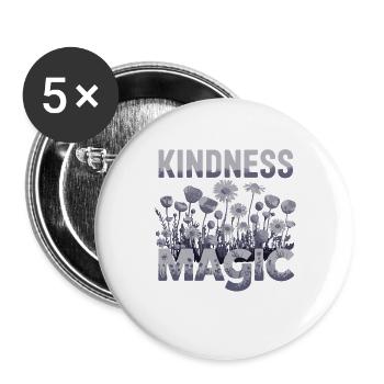 Kindness Magic Flower Meadow Friendliness - Buttons large 2.2''/56 mm (5-pack) - white - Front