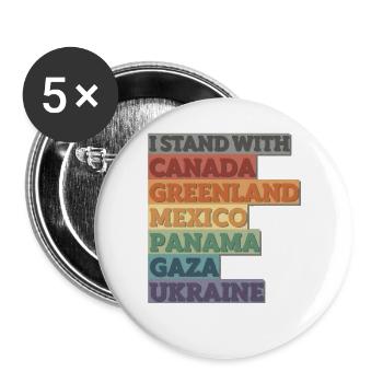 Solidarité avec le Canada, le Groenland, Gaza, l’Ukraine - Lot de 5 grands badges (56 mm) - blanc - Devant