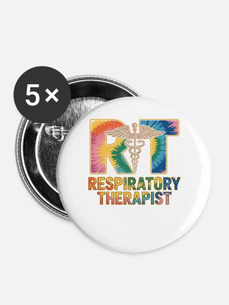 Respiratorischer Therapeut Tie-Dye - Buttons groß 56 mm (5er Pack) - Weiß