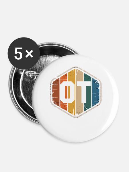 Retro OTI Schild Farbenvielfalt - Buttons groß 56 mm (5er Pack) - Weiß