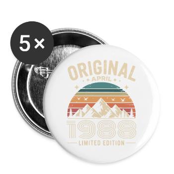 février 1988 – Légende des sommets et montagnes - Lot de 5 grands badges (56 mm) - blanc - Devant