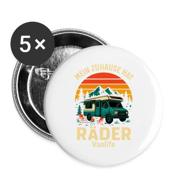 My Home Has Wheels | Vanlife Camper - Buttons large 2.2''/56 mm (5-pack) - white - Front