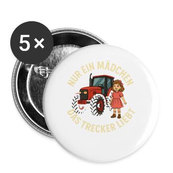 Juste une fille qui adore les tracteurs - Lot de 5 grands badges (56 mm) - blanc - Devant
