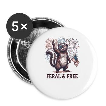 Wildes und freies Eichhörnchen – Lustiges patrioti - Buttons groß 56 mm (5er Pack) - Weiß - Vorne