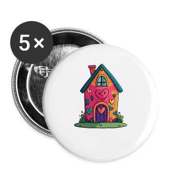 Herzhaus Farbtraum - Buttons groß 56 mm (5er Pack) - Weiß - Vorne