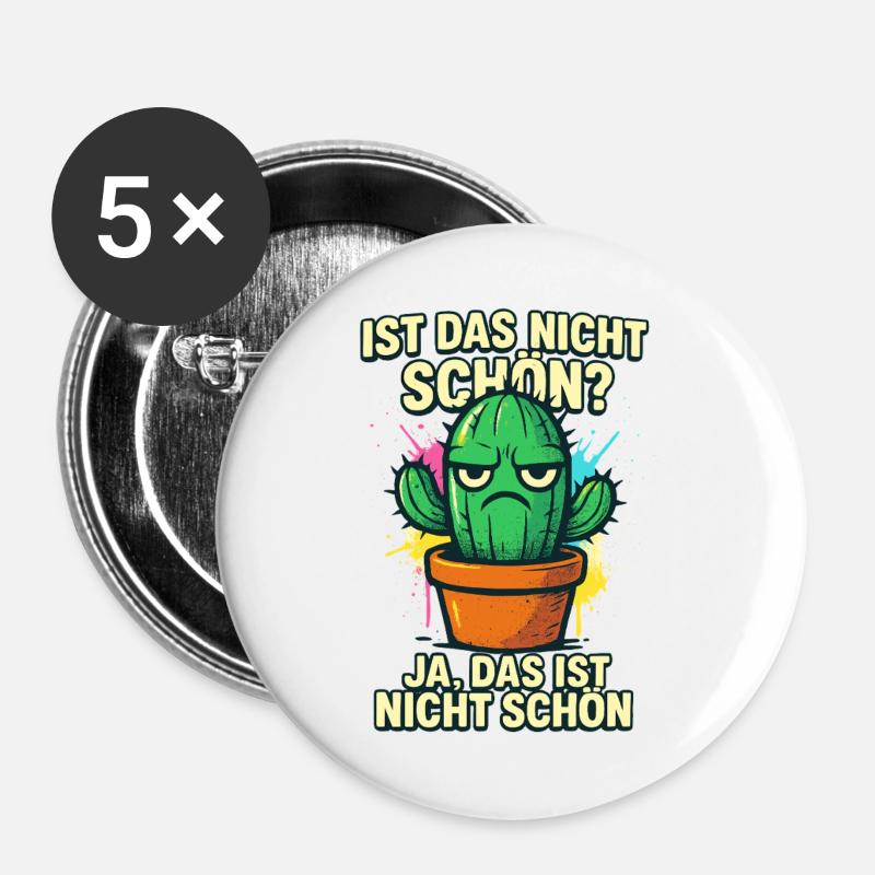 Isn't that nice? Yes, Not Beautiful | Cactus - Buttons large 2.2''/56 mm (5-pack) - white
