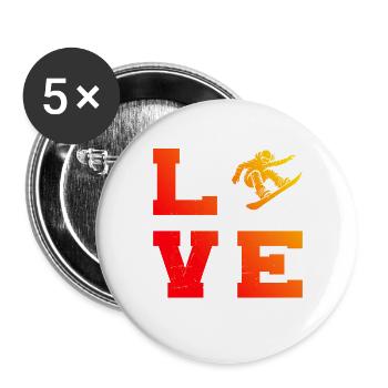 Ich liebe Snowboard cooles Motiv für Snowboard für - Buttons groß 56 mm (5er Pack) - Weiß - Vorne