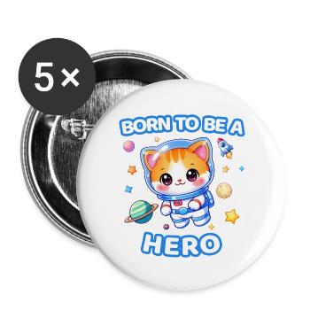 Born to Be a Hero Astronaut Kitten - Male - Buttons large 2.2''/56 mm (5-pack) - white - Front