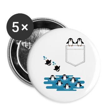 Penguin Jump Into The Water Pocket Design - Buttons large 2.2''/56 mm (5-pack) - white - Front