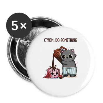 C'mon, Do Something – Coffee for my brain - Buttons large 2.2''/56 mm (5-pack) - white - Front