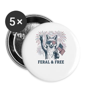 Wilder und freier Fuchs – Lustiger patriotischer F - Buttons groß 56 mm (5er Pack) - Weiß - Vorne