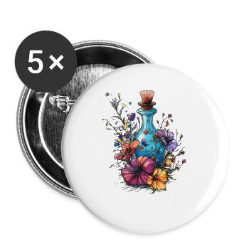 Flower bottle in a blaze of colour - Buttons large 2.2''/56 mm (5-pack) - white - Front