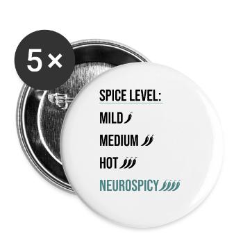 Spice Level Neurospicy - Neurodivergent Humor - Buttons large 2.2''/56 mm (5-pack) - white - Front