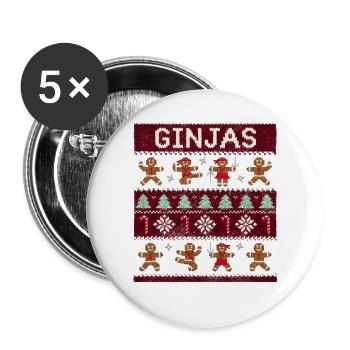 Ginjas Lebkuchen-Weihnachtspullover - Buttons groß 56 mm (5er Pack) - Weiß - Vorne