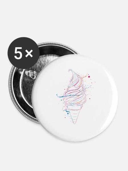 Eistüte Skizze - Buttons groß 56 mm (5er Pack) - Weiß