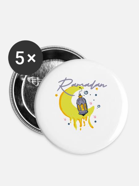 Ramadan  - Buttons groß 56 mm (5er Pack) - Weiß