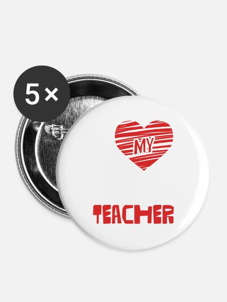 Ich liebe Mathelehrer - Buttons groß 56 mm (5er Pack) - Weiß