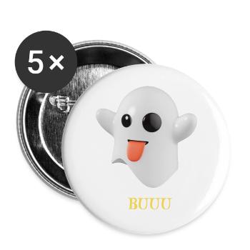 Fantôme duveteux à la langue - Lot de 5 grands badges (56 mm) - blanc - Devant