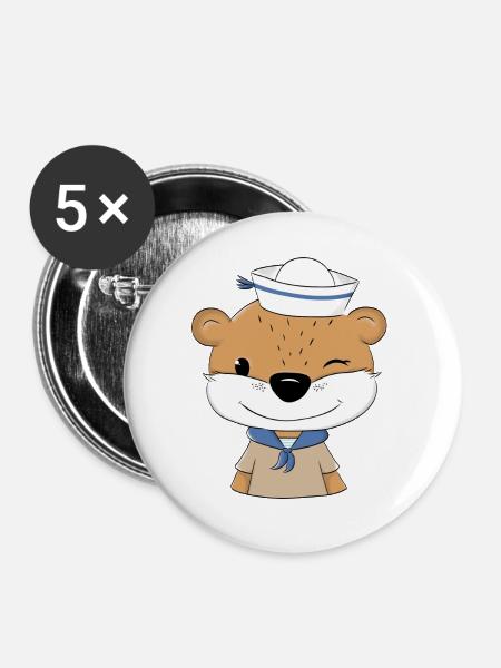 Sailor Otter - Buttons large 2.2''/56 mm (5-pack) - white