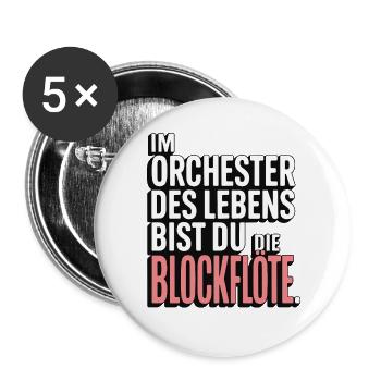Conception de flûtes à bec de l’Orchestre de la Vie - Lot de 5 grands badges (56 mm) - blanc - Devant