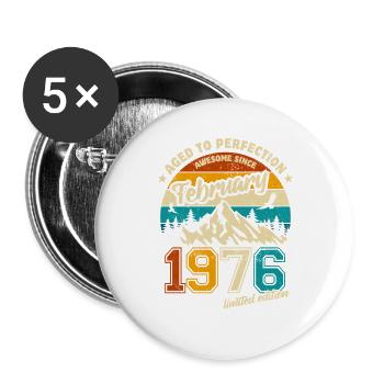Limited Edition February 1976 Birthday Gift - Buttons large 2.2''/56 mm (5-pack) - white - Front
