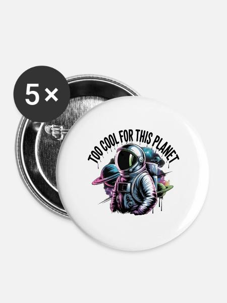 Astronaut - Buttons groß 56 mm (5er Pack) - Weiß