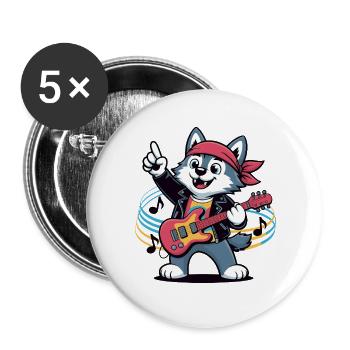 Cat Guitar - Buttons large 2.2''/56 mm (5-pack) - white - Front