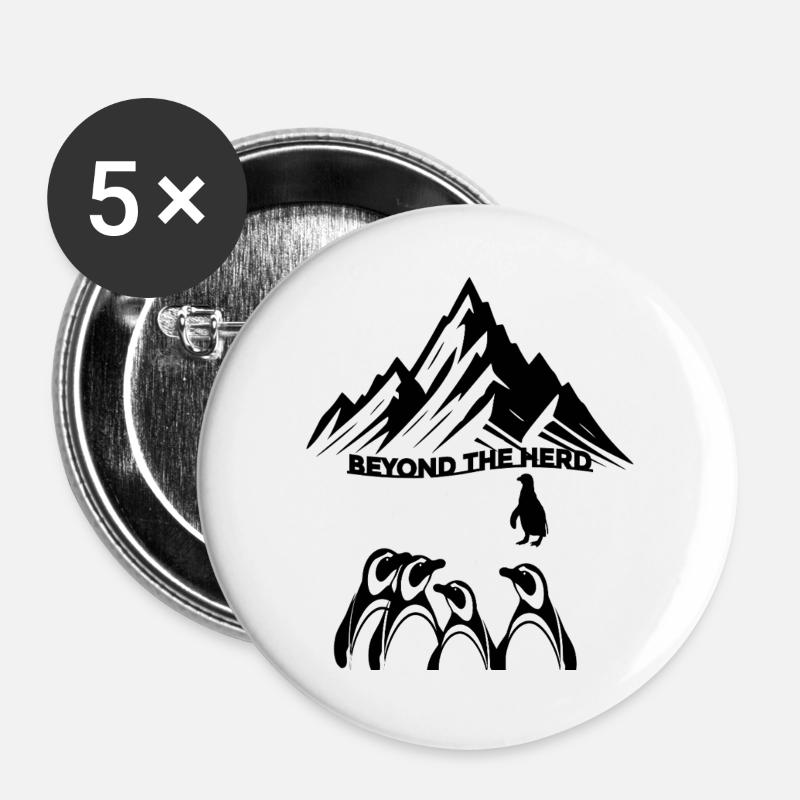 Lone Explorer Penguin Tee - Choose Your Own Path - Buttons large 2.2''/56 mm (5-pack) - white