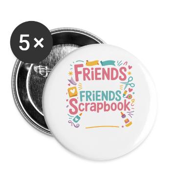 Les amis se retrouvent de façon colorée - Lot de 5 grands badges (56 mm) - blanc - Devant