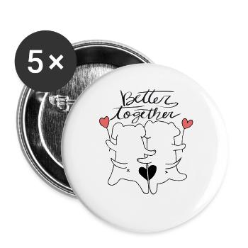 Cute Couple Love Illustration - Buttons large 2.2''/56 mm (5-pack) - white - Front