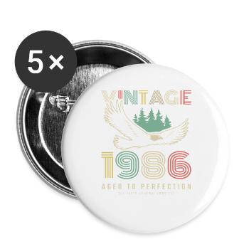 Vintage 1986 Gereift - Buttons groß 56 mm (5er Pack) - Weiß - Vorne