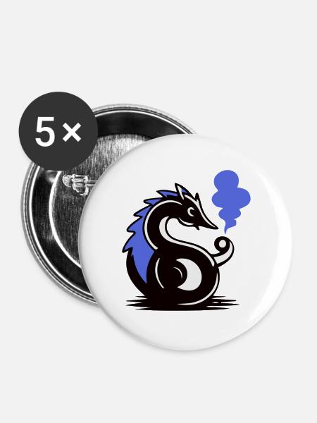 Blauer Glut-Seepferdchen - Buttons groß 56 mm (5er Pack) - Weiß