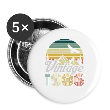 Vintage 1986 Mountain Landscape - Buttons large 2.2''/56 mm (5-pack) - white - Front