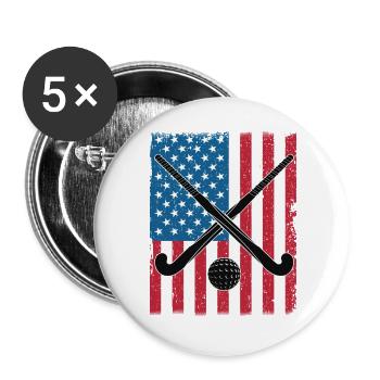 Field Hockey USA Flagge - Buttons groß 56 mm (5er Pack) - Weiß - Vorne