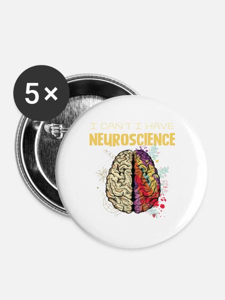Neuroscience Gehirnfarben Design - Buttons groß 56 mm (5er Pack) - Weiß