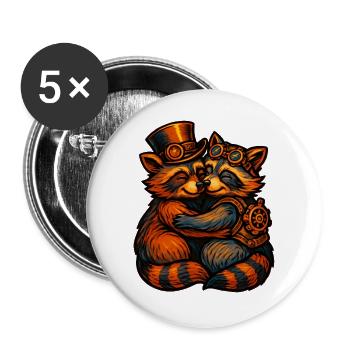 Steampunk Raccoon Cuddle - Buttons large 2.2''/56 mm (5-pack) - white - Front