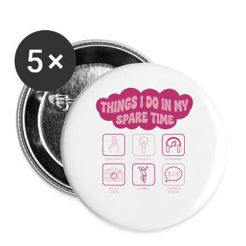 Dinge, die ich in meiner Freizeit mache Kpop Koreanische Musik - Buttons groß 56 mm (5er Pack) - Weiß - Vorne