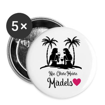 Never without my girls' heart - Buttons large 2.2''/56 mm (5-pack) - white - Front